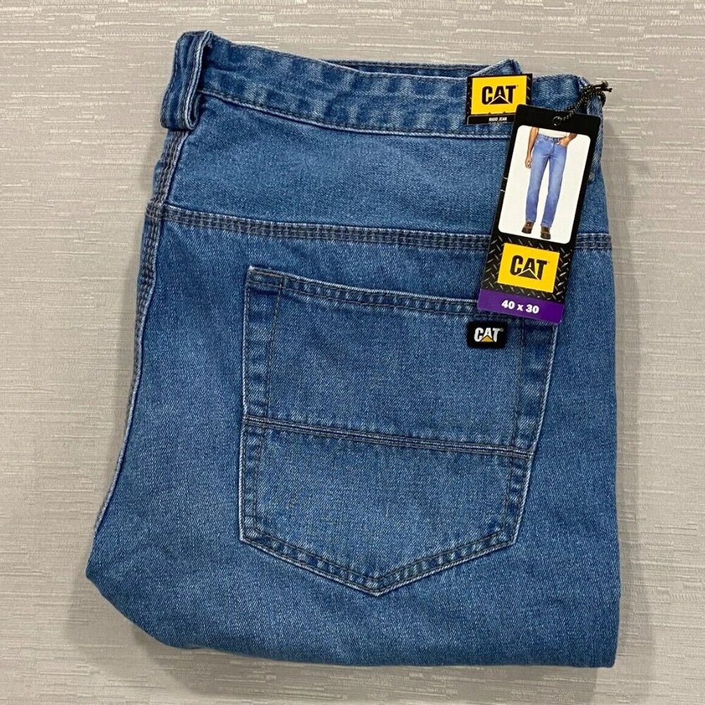 CAT Caterpillar Rigid Work Jeans Mens 40 x 30 Tough 100% Cotton Denim Pants